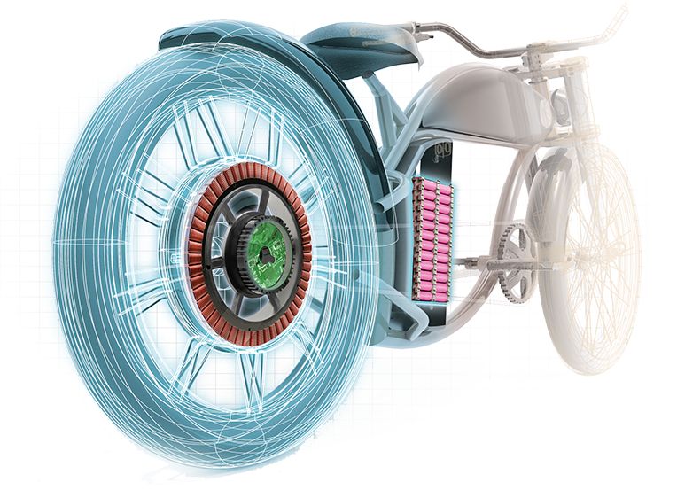 image shows: Rayvolt Cruzer Electric Bicycle Detail Motor