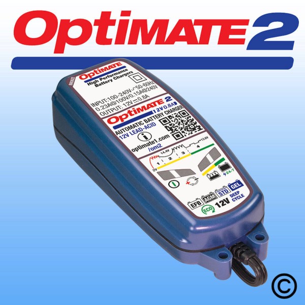 Optimate 2 Battery Charger for Lead Acid Motorcycle Batteries