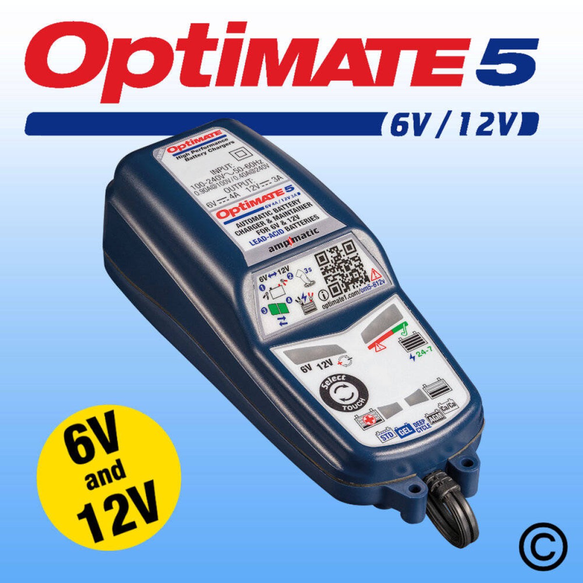 Optimate 5 Long Term Maintenance 6v and 12v Lead Acid Motorcycle Battery  Charger Available Online from Farkham Hall