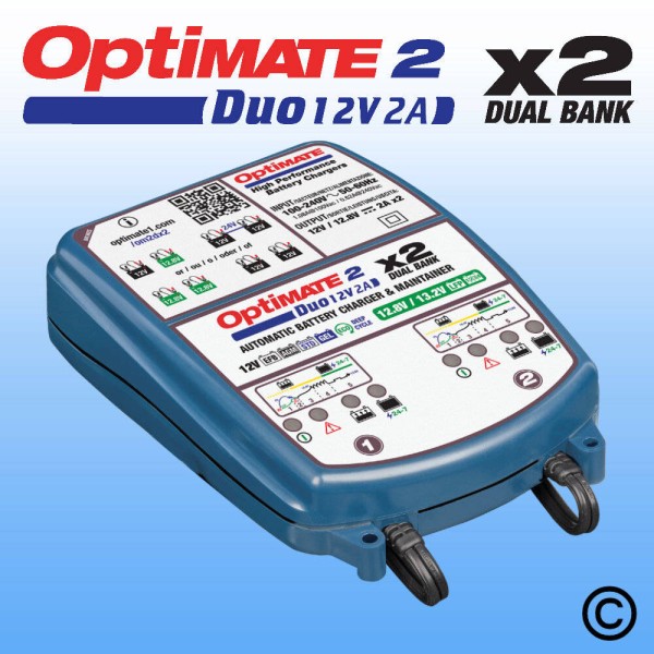 Optimate Duo 2 Dual Channel Battery Charger for Lead Acid and LifePO4 Motorcycle Batteries