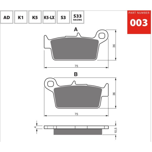 GOLDfren Motorcycle Brake Pad 700003