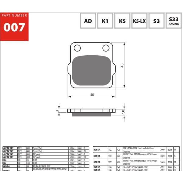 GOLDfren Motorcycle Brake Pad 700007