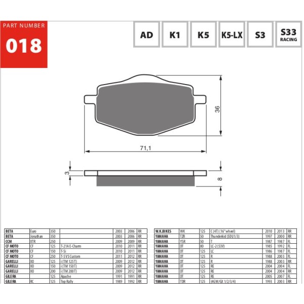 GOLDfren Motorcycle Brake Pad 700018