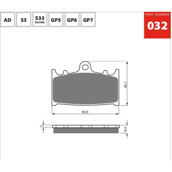 GOLDfren Motorcycle Brake Pad 700032