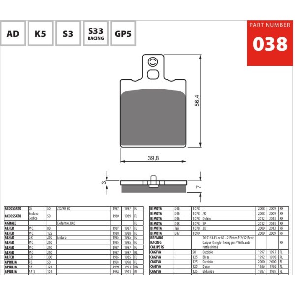 GOLDfren Motorcycle Brake Pad 700038