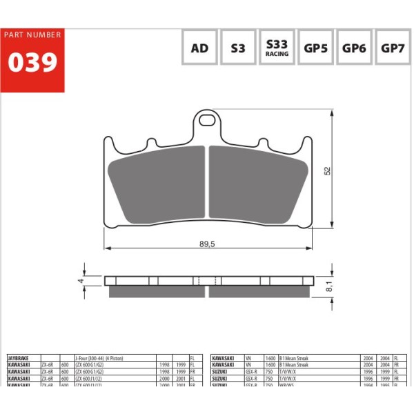 GOLDfren Motorcycle Brake Pad 700039