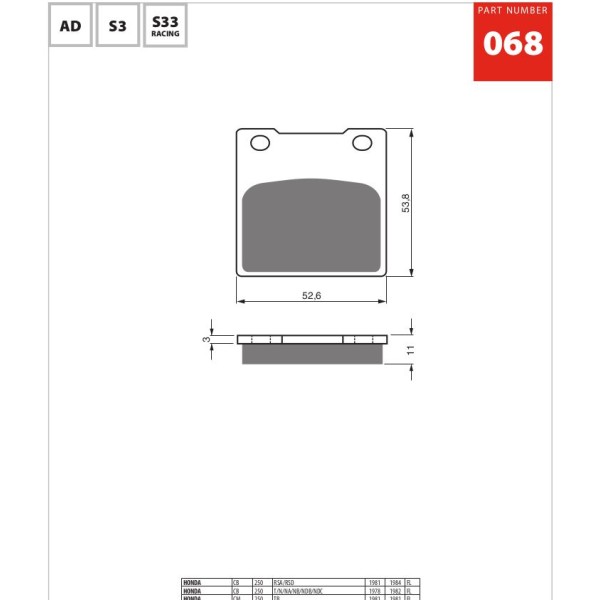 GOLDfren Motorcycle Brake Pad 700068