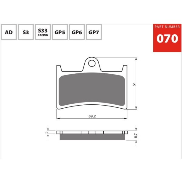 GOLDfren Motorcycle Brake Pad 700070