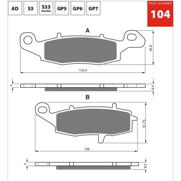 GOLDfren Motorcycle Brake Pad 700104