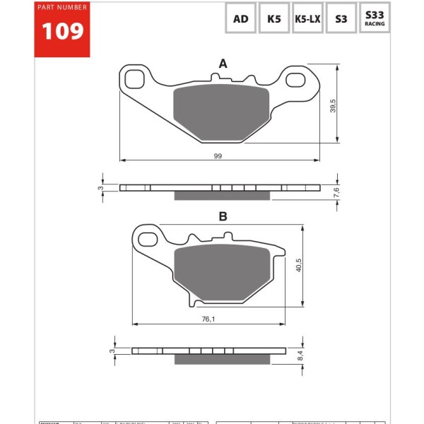 GOLDfren Motorcycle Brake Pad 700109