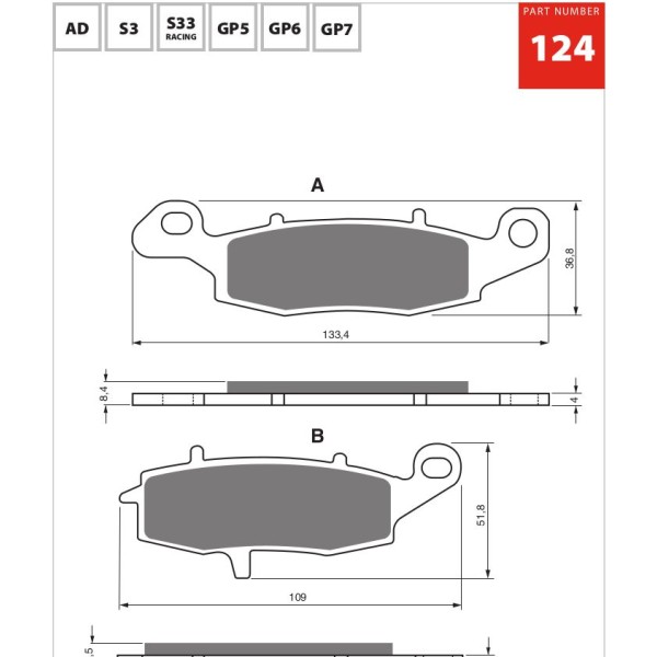 GOLDfren Motorcycle Brake Pad 700124