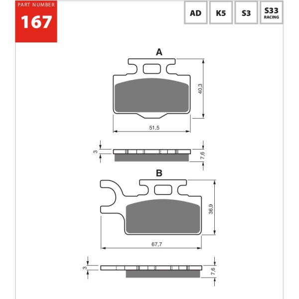 GOLDfren Motorcycle Brake Pad 700167