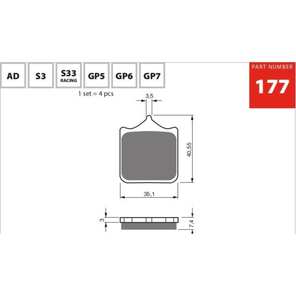 GOLDfren Motorcycle Brake Pad 700177