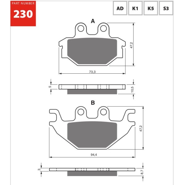GOLDfren Motorcycle Brake Pad 700230