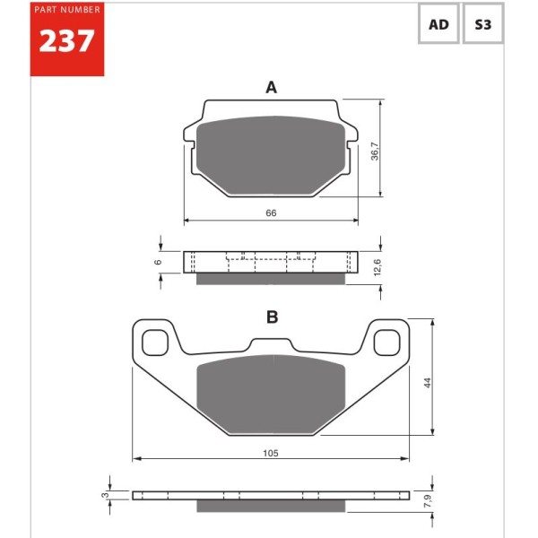 GOLDfren Motorcycle Brake Pad 700237