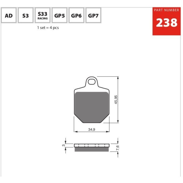 GOLDfren Motorcycle Brake Pad 700238