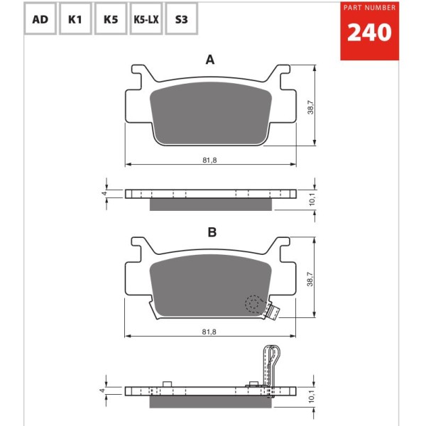GOLDfren Motorcycle Brake Pad 700240