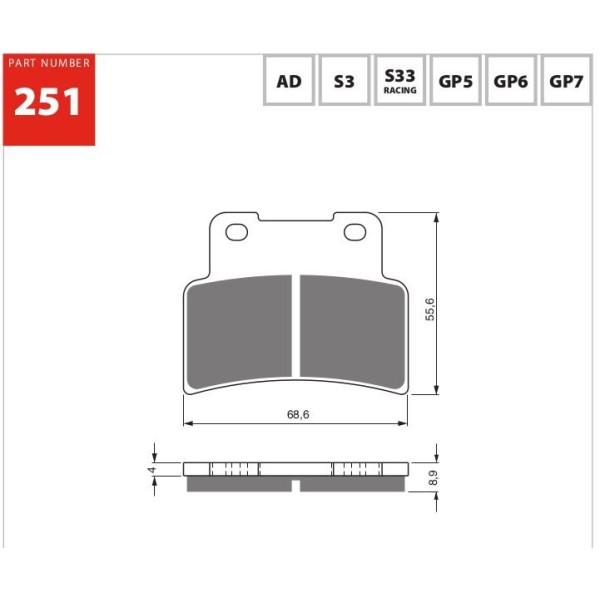 GOLDfren Motorcycle Brake Pad 700251