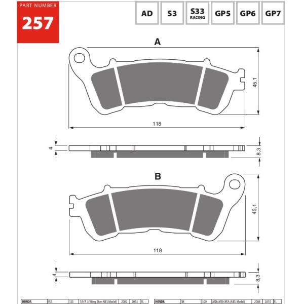 GOLDfren Motorcycle Brake Pad 700257
