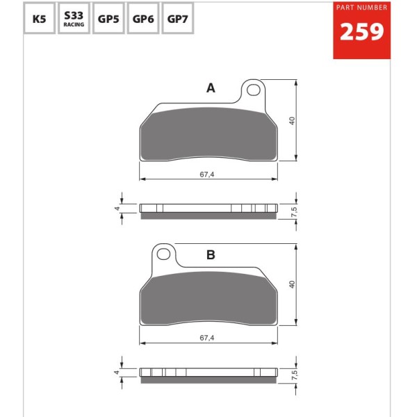 GOLDfren Motorcycle Brake Pad 700259