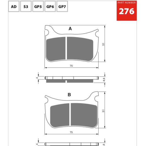 GOLDfren Motorcycle Brake Pad 700276