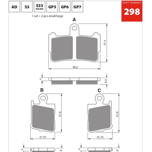 GOLDfren Motorcycle Brake Pad 700298