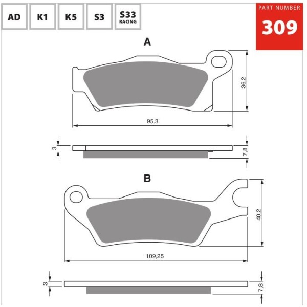 GOLDfren Motorcycle Brake Pad 700309