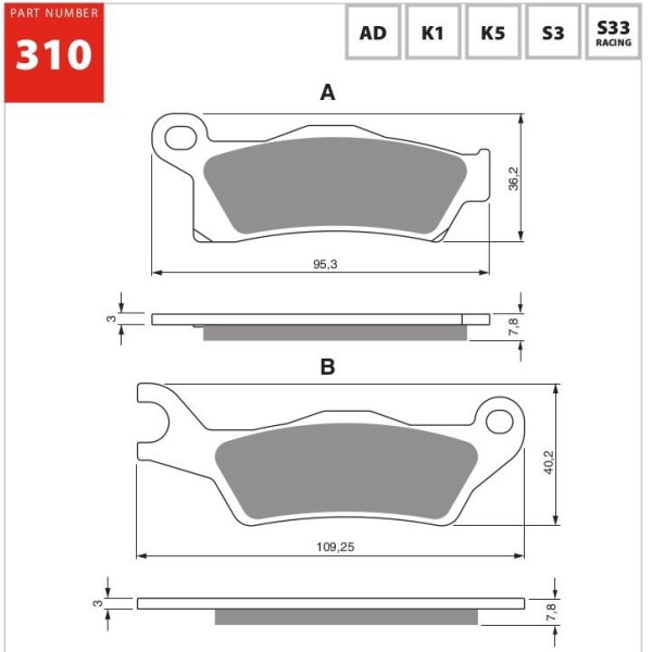 GOLDfren Motorcycle Brake Pad 700310
