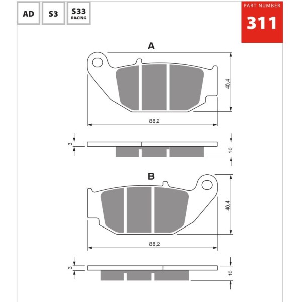 GOLDfren Motorcycle Brake Pad 700311