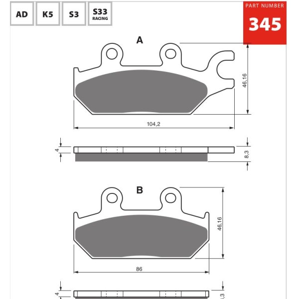 GOLDfren Motorcycle Brake Pad 700345