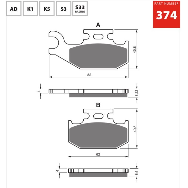 GOLDfren Motorcycle Brake Pad 700374