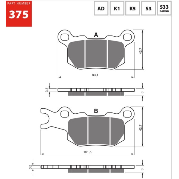GOLDfren Motorcycle Brake Pad 700375