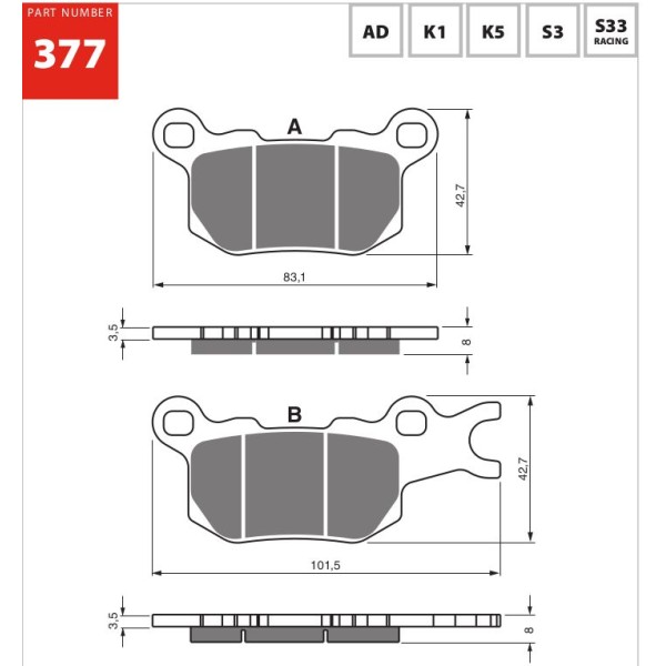 GOLDfren Motorcycle Brake Pad 700377
