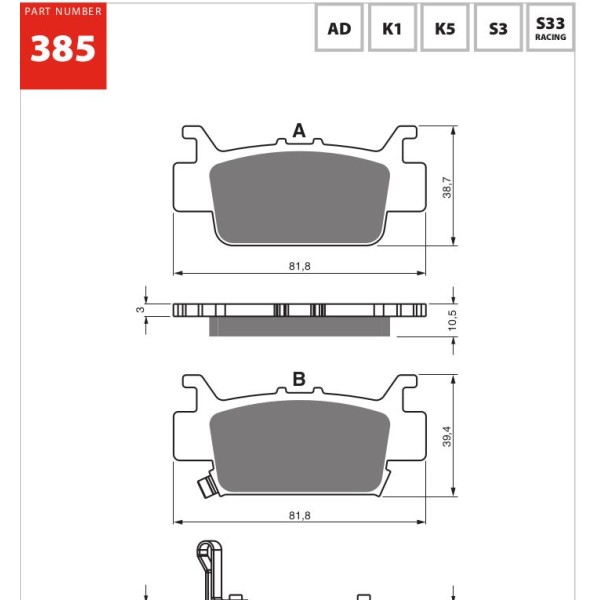 GOLDfren Motorcycle Brake Pad 700385