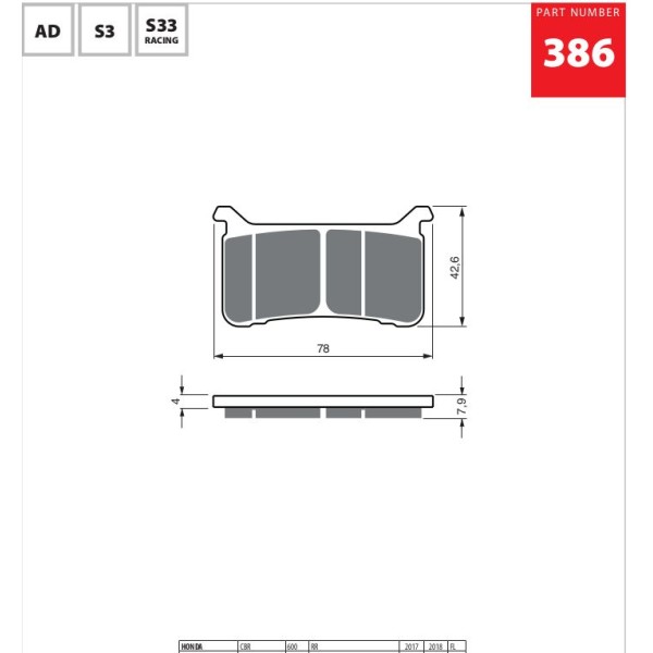 GOLDfren Motorcycle Brake Pad 700386