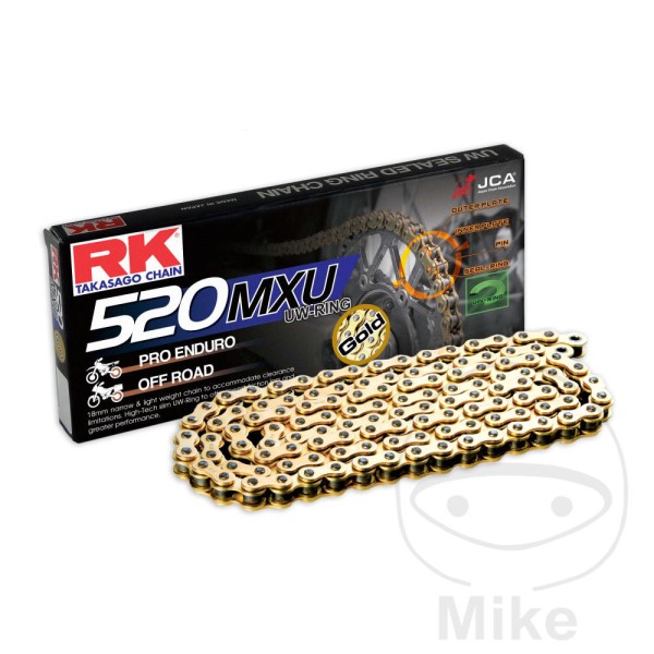 RK Takasago Motorcycle Chain 520MXU Gold 1 Links RK Takasago Motorcycle Chain 520MXU Gold 1 Links