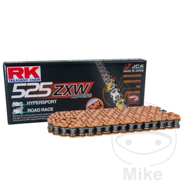 RK Takasago Motorcycle Chain 530ZXW Orange 160 Links
