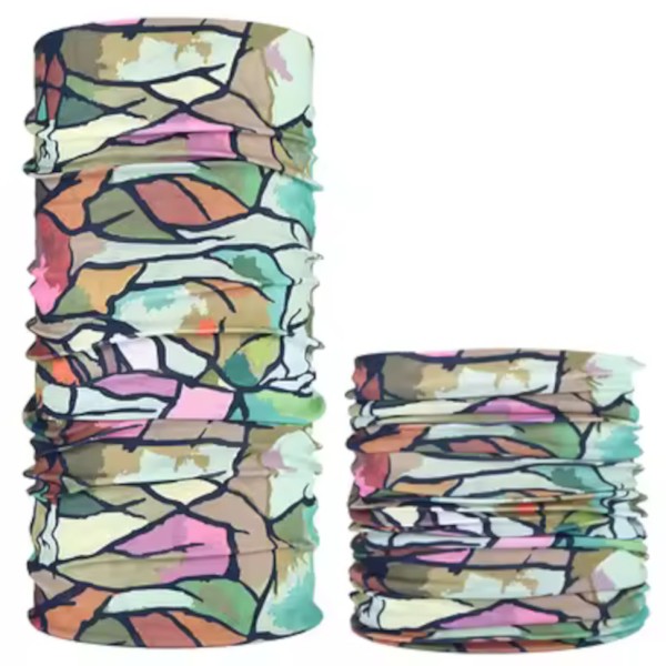 Neck Tube, Seamless Polyester, Stained Glass Leaves Pattern