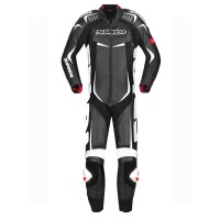 Spidi Track Wind Pro One Piece Motorcycle Racing Leather Suit in Black and White