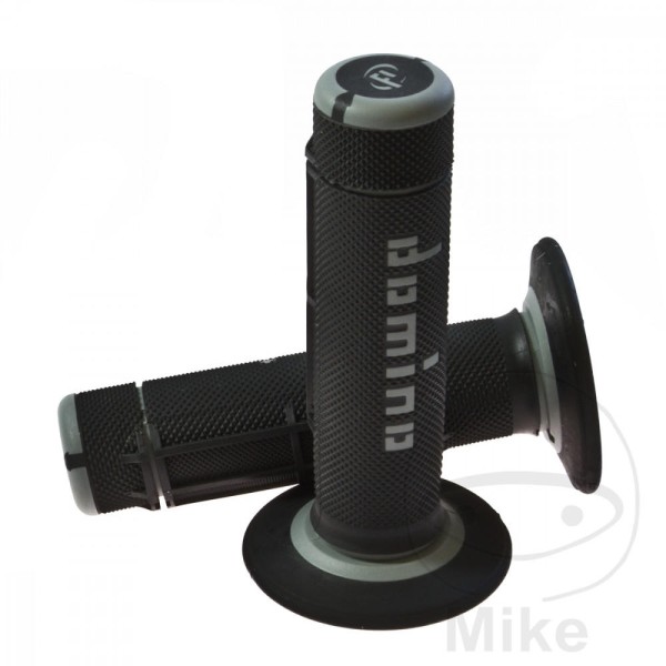 Domino Handlebar Grips 22mm 26mm Closed End Black Grey Half Waffle