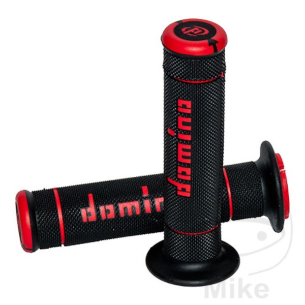 Domino Handlebar Grips 22mm 26mm Closed End Black Red Diamond
