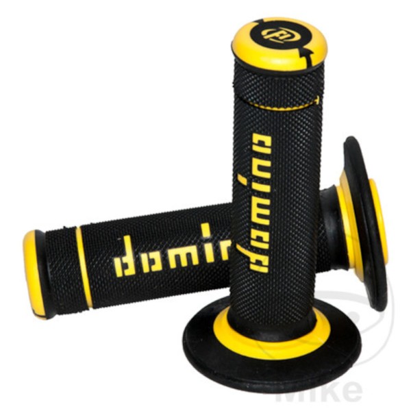 Domino Handlebar Grips 22mm 26mm Closed End Black Yellow Diamond