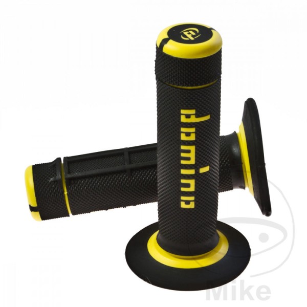 Domino Handlebar Grips 22mm 26mm Closed End Black Yellow Half Waffle