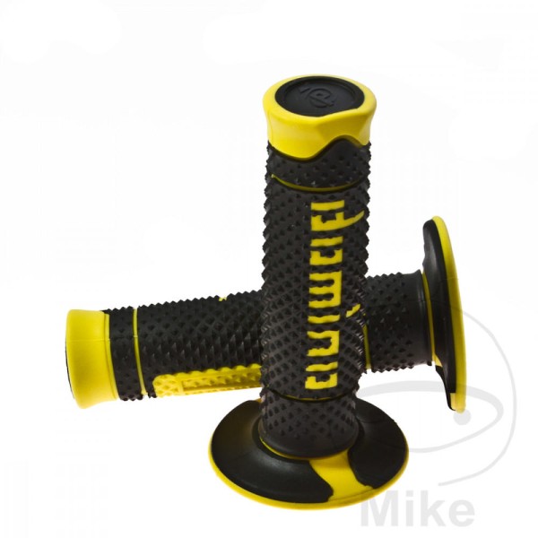Domino Handlebar Grips 22mm 26mm Closed End Black Yellow Motocross