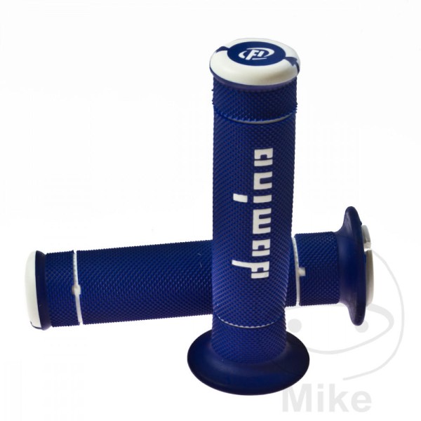 Domino Handlebar Grips 22mm 26mm Closed End Blue White Diamond