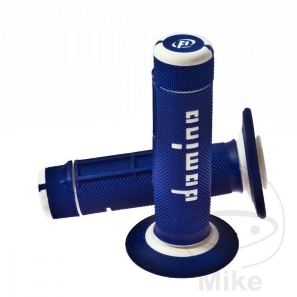 Domino Handlebar Grips 22mm 26mm Closed End Blue White Half Waffle