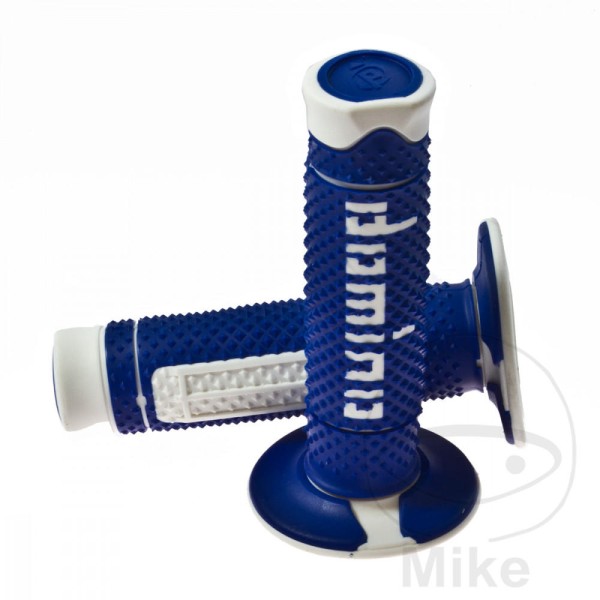 Domino Handlebar Grips 22mm 26mm Closed End Blue White Motocross