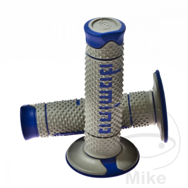 Domino Handlebar Grips 22mm 26mm Closed End Grey Blue Motocross