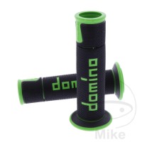 Domino Handlebar Grips 22Mm 26Mm Open End Black Green A450