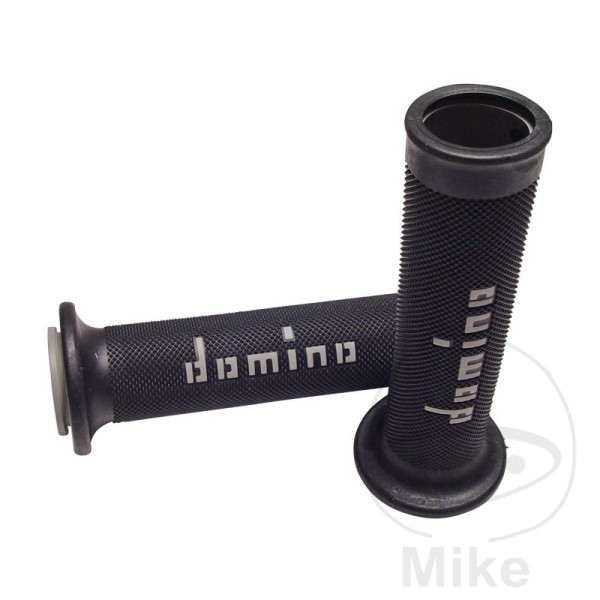 Domino Handlebar Grips 22Mm 26Mm Open End Black Grey A010 Diamond